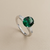 Natural green sapphire oval engagement ring 2ct three stone tapered baguette diamonds 14kt white gold