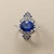 Vintage oval sapphire engagement ring 3.10tcw natural diamonds sapphires white gold top view