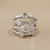 Flushed bezel diamond cocktail ring 14kt white gold flat front