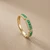 Emerald and diamond wedding band 0.52tcw 14kt yellow gold front view