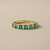 Treasured and Co. half-bezel emerald ring 14kt yellow gold band thickness