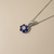 Flower Cluster Sapphire Diamond Pendant Necklace 0.23tcw