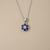 Flower Cluster Sapphire Diamond Pendant Necklace 0.23tcw