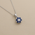 Flower Cluster Sapphire Diamond Pendant Necklace 0.23tcw