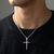 Cross with crown motif in 14kt white gold close-up