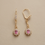 Rose quartz drop earrings 14kt yellow gold side profile