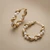 Gold Twisted Hoop Earrings with Pearls 4.35g