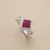 Princess cut ruby diamond cocktail ring 14kt white gold angle