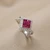 Princess cut ruby diamond cocktail ring invisible setting 0.94tcw 14kt white gold angle