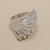 Huge pave diamond ring side profile, 14K white gold 17mm wide statement cocktail ring