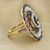 Luxury Round-cut Sapphire and Diamond Cocktail Ring in Yellow Gold.