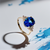 Sophisticated London Blue Topaz Diamond Ring with 0.13ct Diamond Halo.