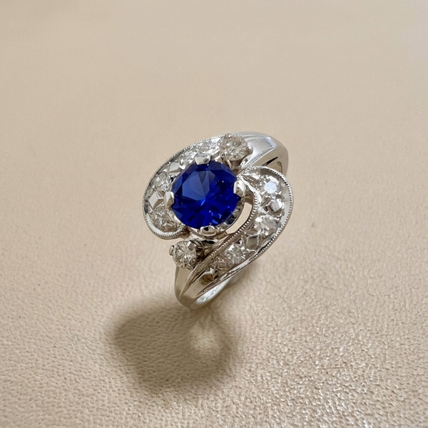 Vintage Sapphire Diamond Ring 1.21tcw &mdash; clean
