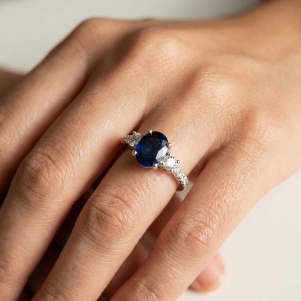 3-Stone Oval Sapphire 1.95tcw &mdash; on the hand