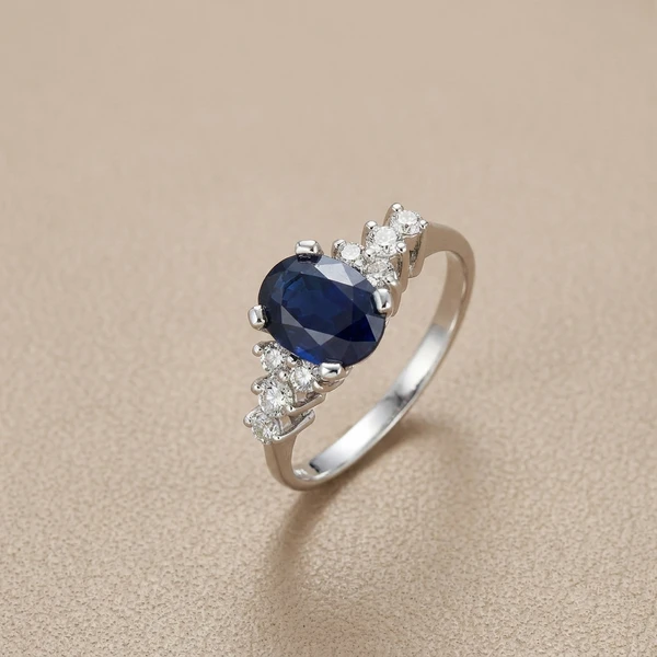 Oval Sapphire with Side Stones 1.85tcw &mdash; clean