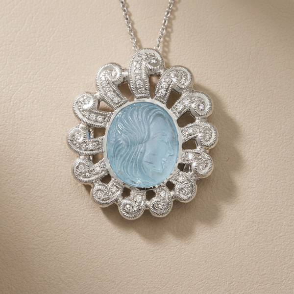 Goddess of Love Intaglio and Diamond Pendant 0.25tcw