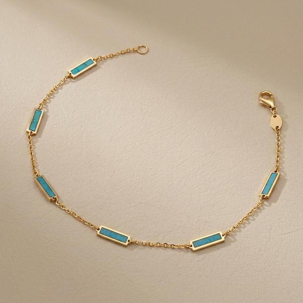 Delicate Turquoise Gold Bracelet 1.55g