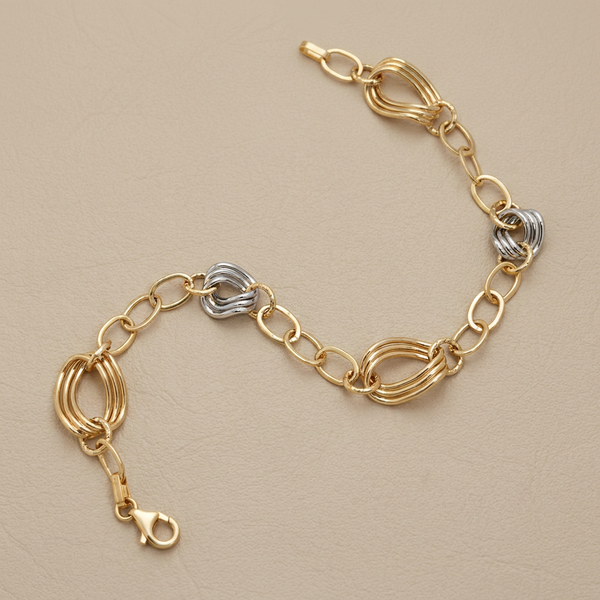 2-Tone Open Link Gold Bracelet 14kt White Yellow Gold
