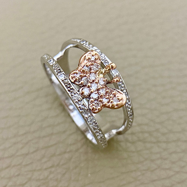 14kt white and rose gold butterfly ring with 0.26tcw diamonds, a beautiful and symbolic gift for nature lovers or a special woman Treasured & Co.