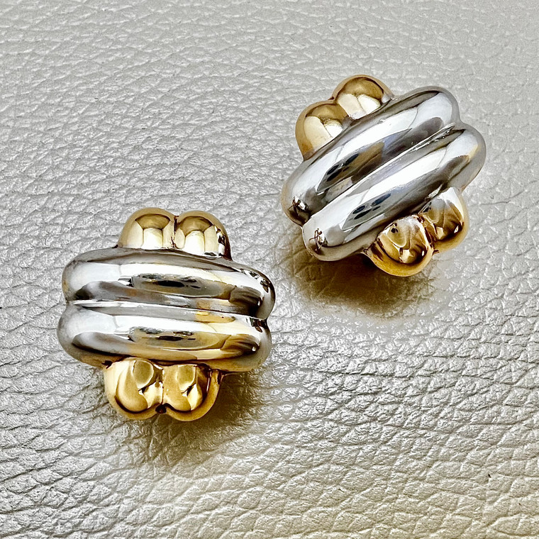 Two Tone Gold Earrings 6.00g