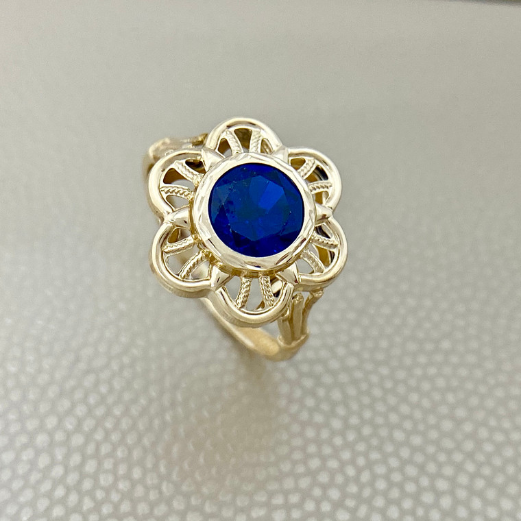 Sapphire Zirconia Gold Ring 2.49tcw