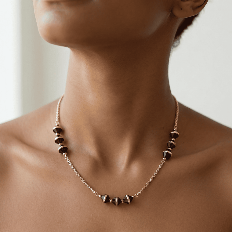 Spheroid Garnet Necklace Gold