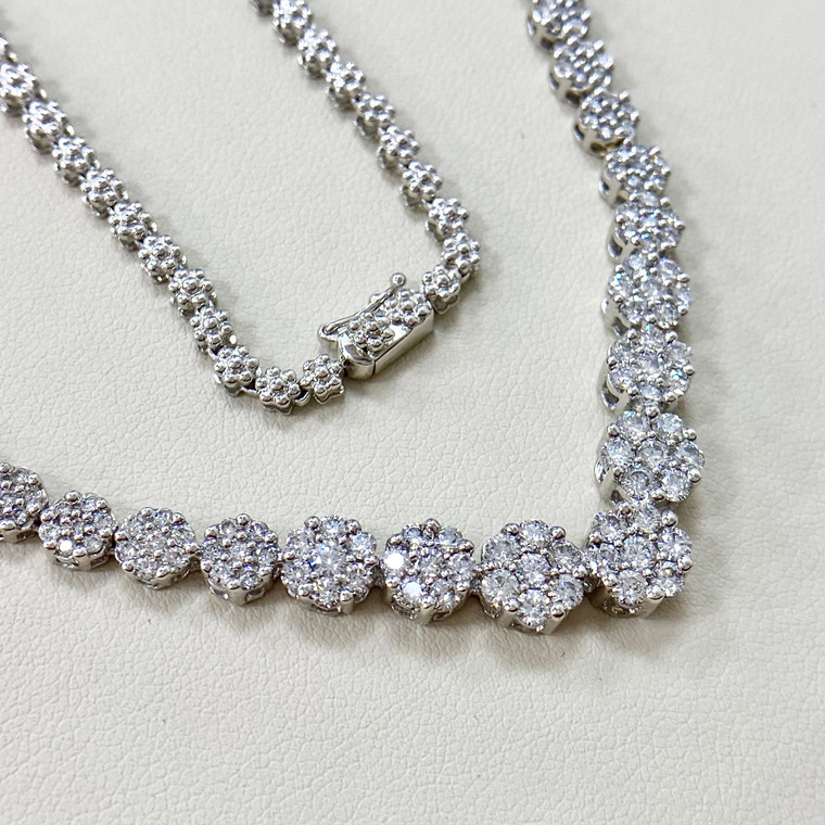 Diamond Cluster Necklace 3.60tcw