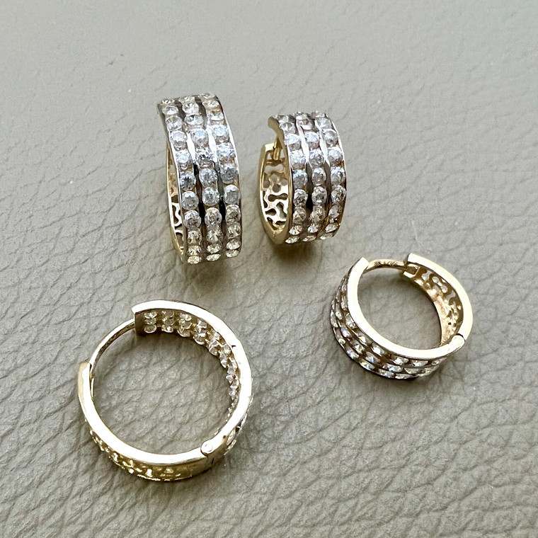 3 Row Hoop Earrings 1.32tcw