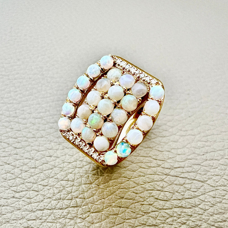 Opal Cabochon Ring in 14kt Yellow Gold by Treasured & Co.