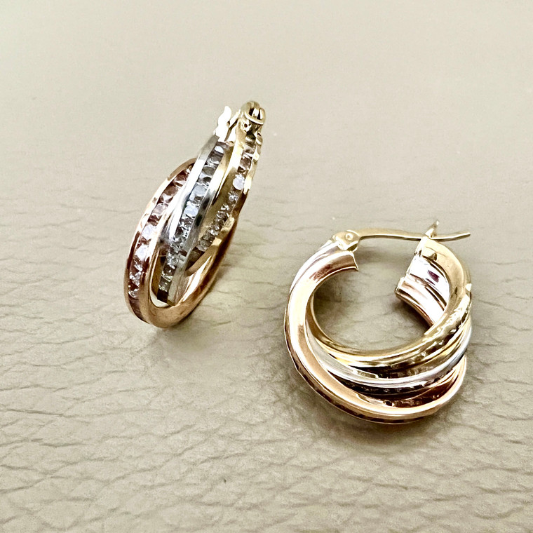 Tricolor Hoop Earrings 2.25tcw