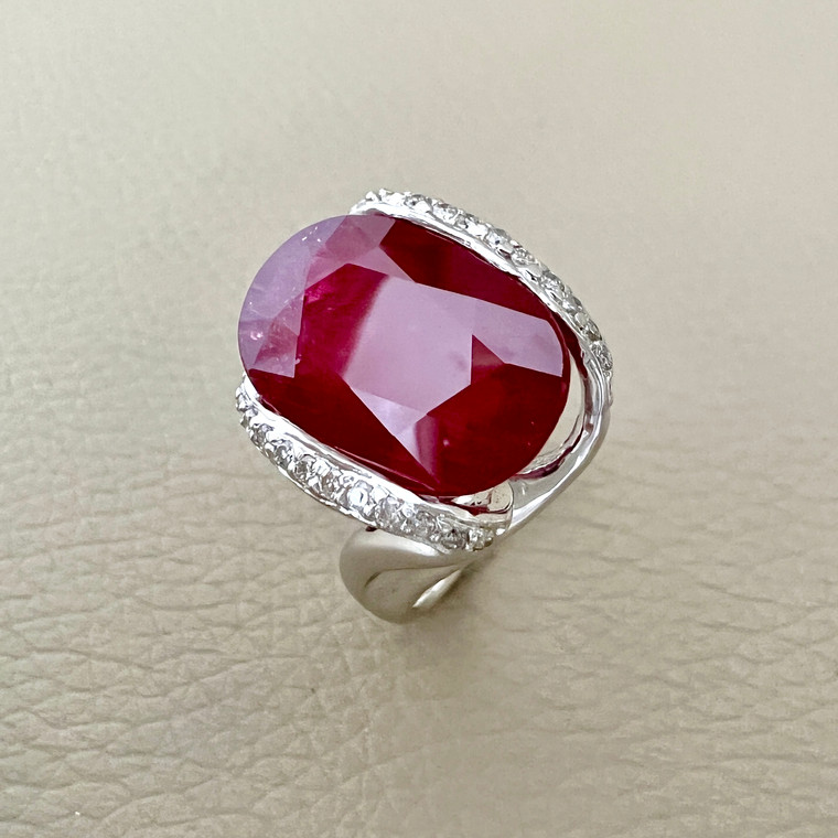 Oval Ruby Diamond Cocktail Ring 10.05tcw