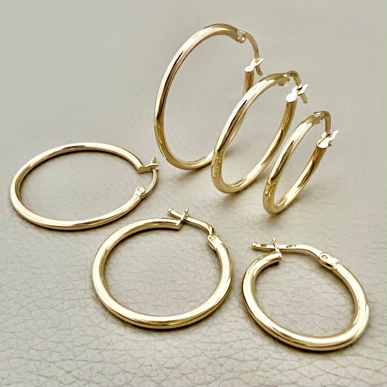 2mm Gold Hoops Earrings