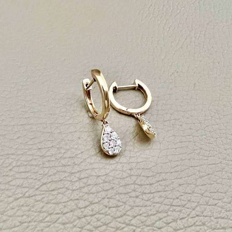 Pave Diamond Drop Earrings 0.29tcw