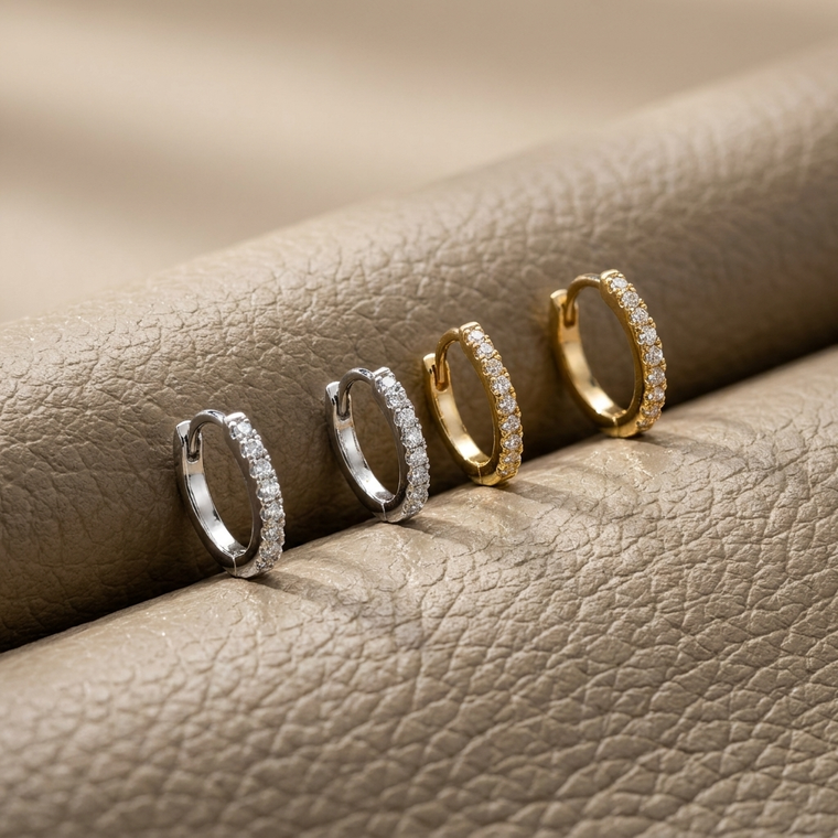 Diamond Huggie Hoops  0.08tcw - 10 x 10mm