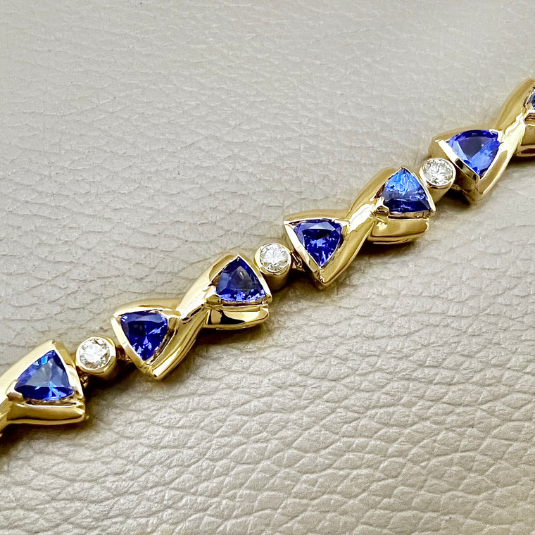 Trillion Tanzanite & Diamond Bracelet 8.45tcw