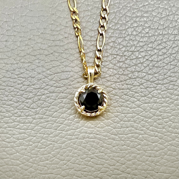 Black Diamond Solitaire Pendant Necklace 1.94tcw