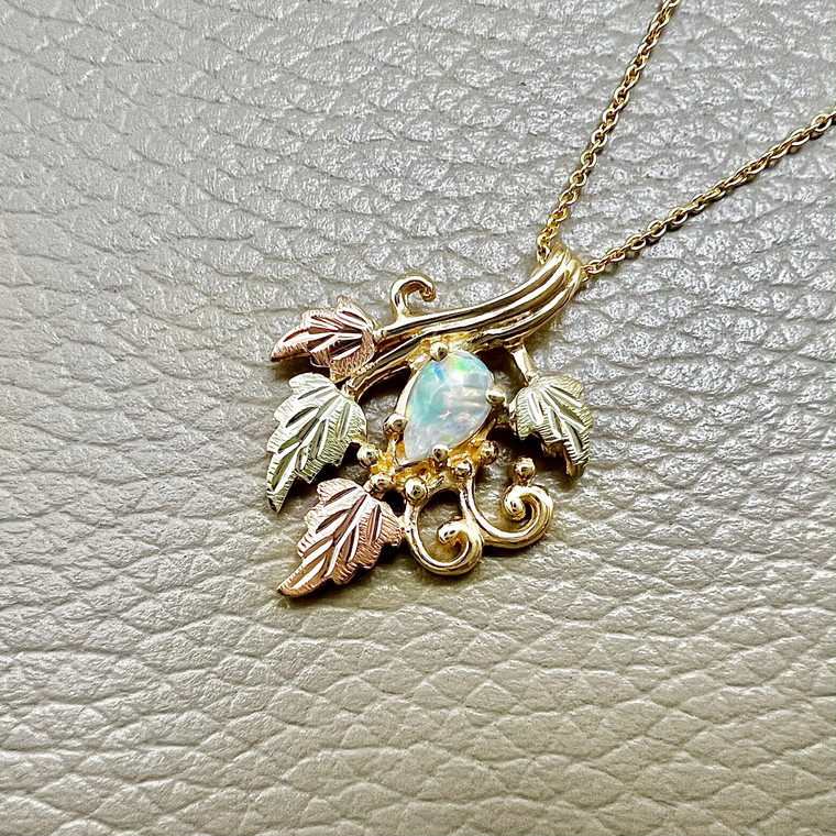 Opal Birthstone Necklace Luxury Leaf Design | Treasured & Co