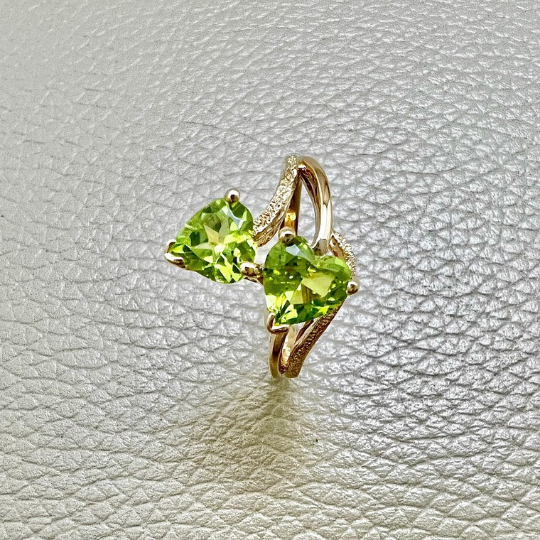 Heart Peridot Twin Ring 2.00tcw