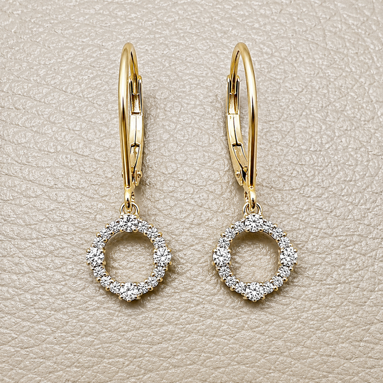 Open Circle Diamond Dangling Earring 0.28tcw