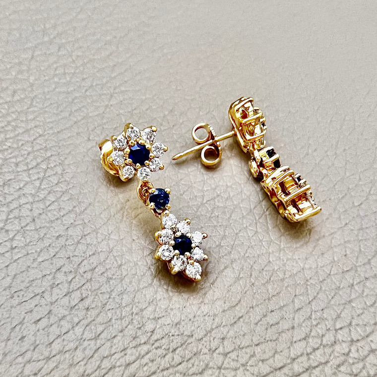 Flower Sapphire Diamond Earrings