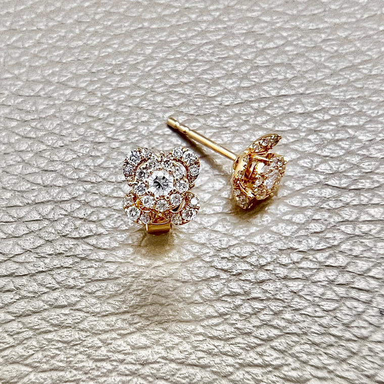 Flower Halo Stud Earrings 0.45tcw