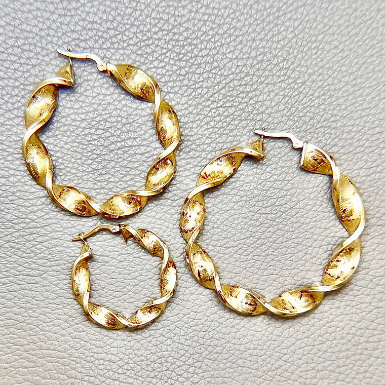 Greek Key Fancy Twist Hoops