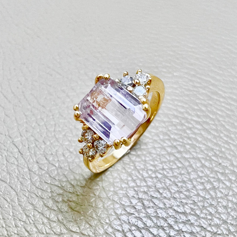 Kunzite Diamond Ring 2.80tcw