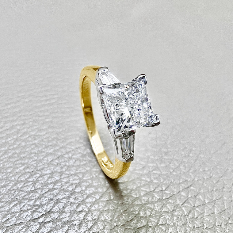 Princess Cut Baguette Engagement Ring 1.56tcw