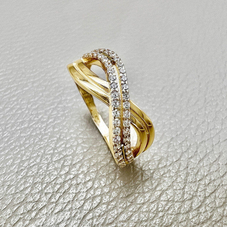 Cubic Zirconia Infinity Gold Ring 0.40tcw