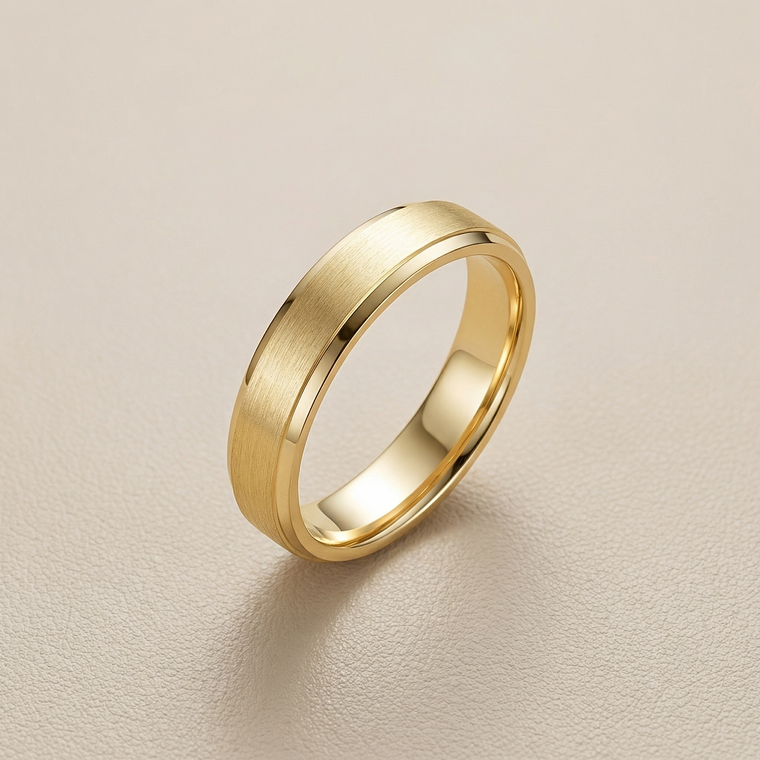 Beveled Edge Matte Wedding Band 5mm