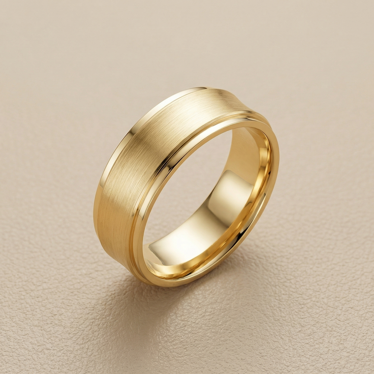 Concave Matte Wedding Ring 6mm