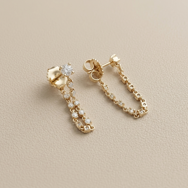 In-Out Round Dangle Diamond Earrings 0.74tcw YG