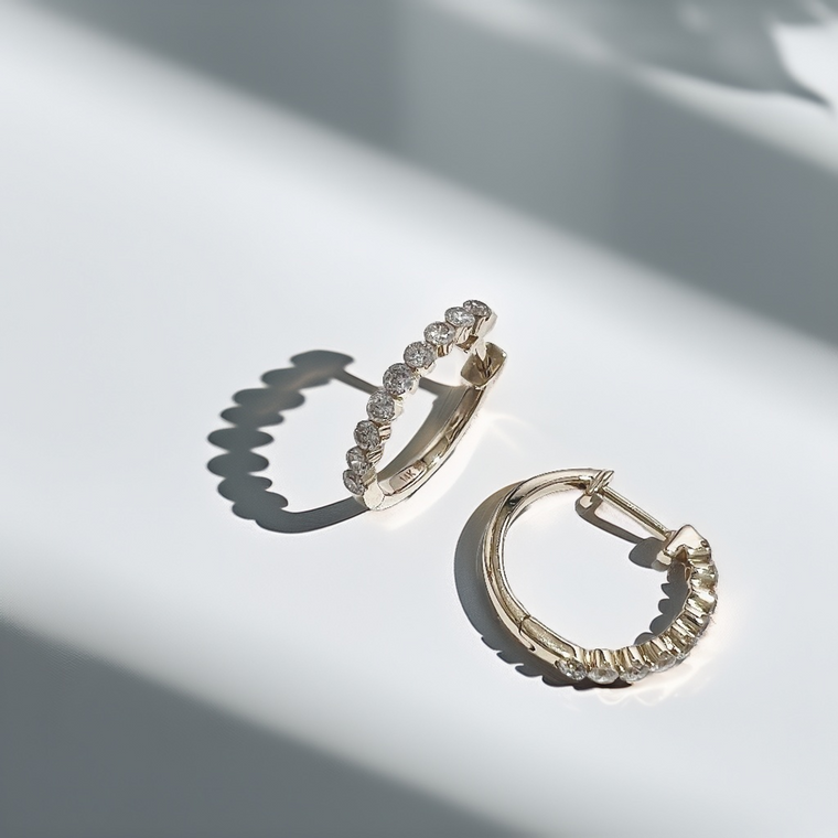 Diamond Hoop Earrings 0.52tcw 1.90mm Yellow Gold
