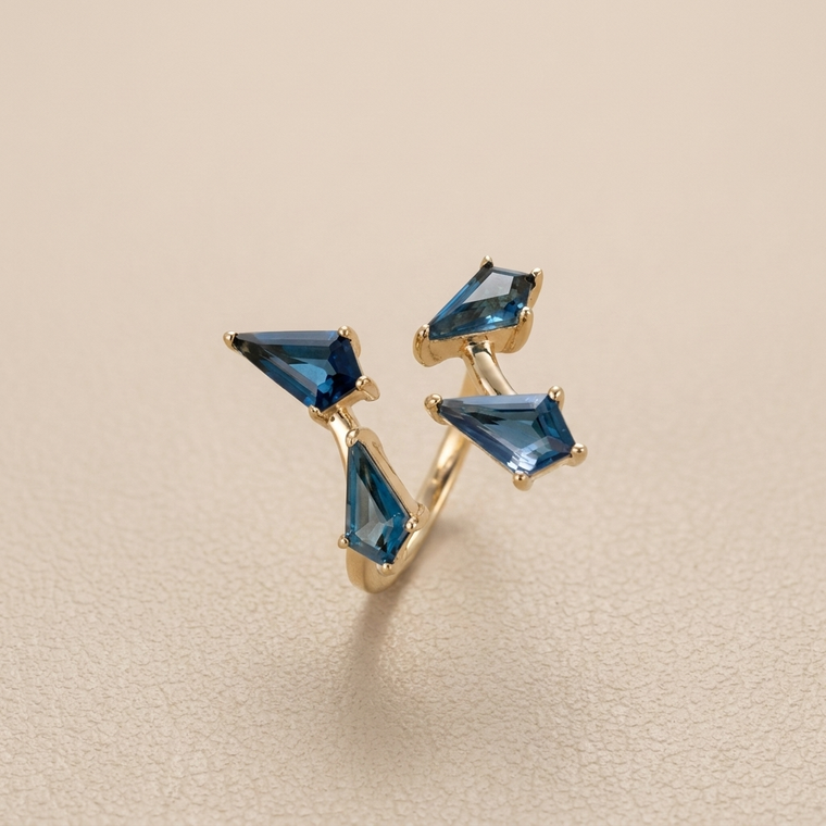 Kite-Shaped London Blue Topaz Ring